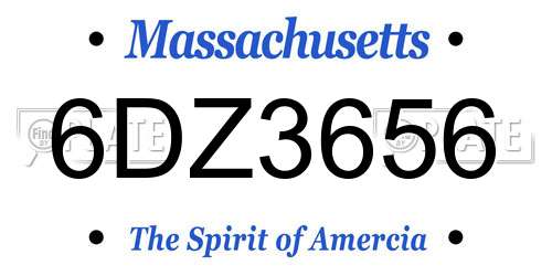 6DZ3656 Massachusetts License Plate