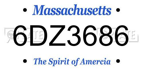 6DZ3686 Massachusetts License Plate