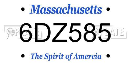 6DZ585 Massachusetts License Plate