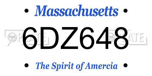 6DZ648 Massachusetts License Plate