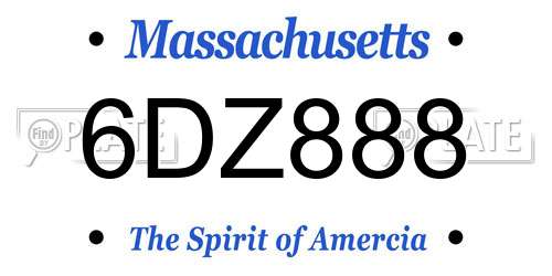 6DZ888 Massachusetts License Plate