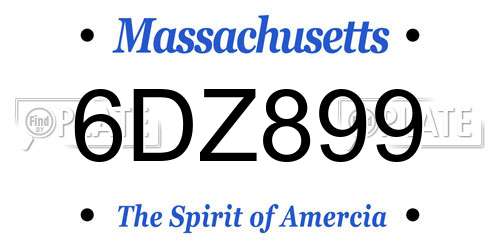 6DZ899 Massachusetts License Plate