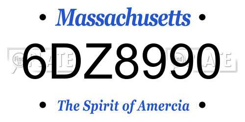 6DZ8990 Massachusetts License Plate