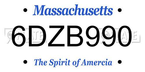 6DZB990 Massachusetts License Plate