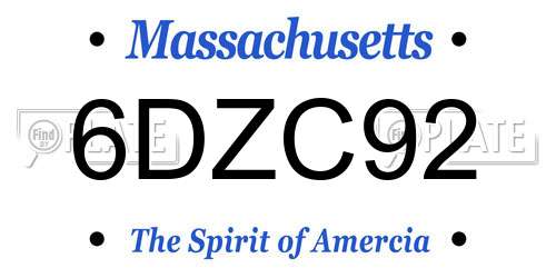 6DZC92 Massachusetts License Plate
