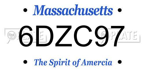 6DZC97 Massachusetts License Plate