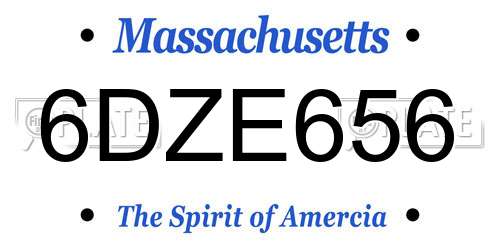 6DZE656 Massachusetts License Plate