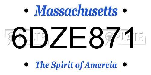 6DZE871 Massachusetts License Plate