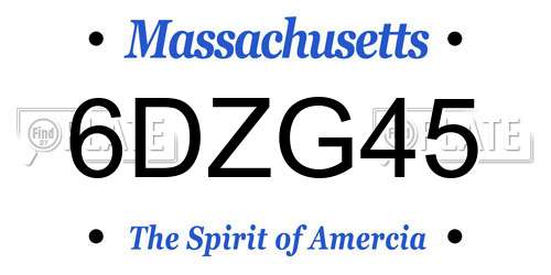 6DZG45 Massachusetts License Plate