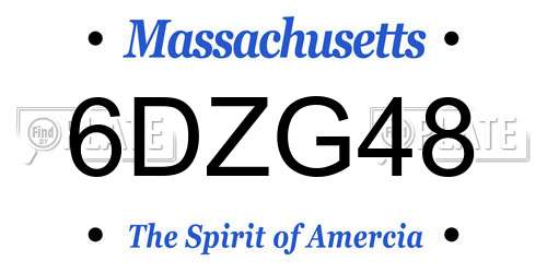 6DZG48 Massachusetts License Plate
