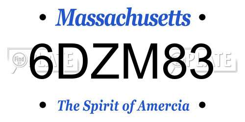 6DZM83 Massachusetts License Plate