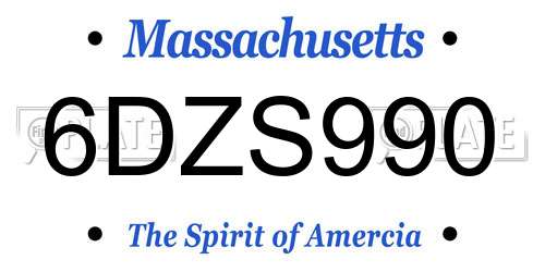 6DZS990 Massachusetts License Plate