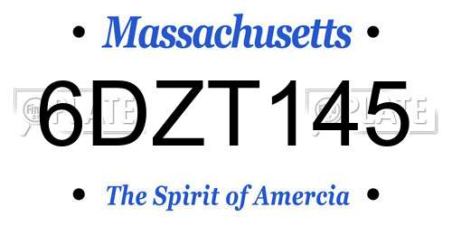 6DZT145 Massachusetts License Plate