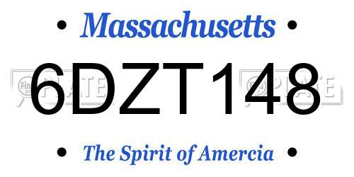 6DZT148 Massachusetts License Plate