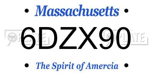 6DZX90 Massachusetts License Plate