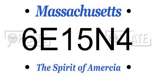 6E15N4 Massachusetts License Plate