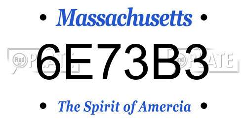 6E73B3 Massachusetts License Plate