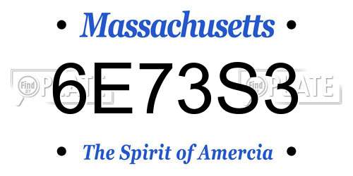 6E73S3 Massachusetts License Plate