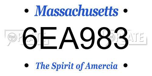 6EA983 Massachusetts License Plate