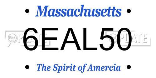 6EAL50 Massachusetts License Plate
