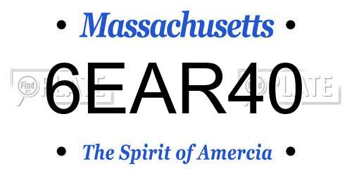 6EAR40 Massachusetts License Plate