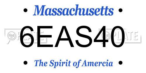 6EAS40 Massachusetts License Plate