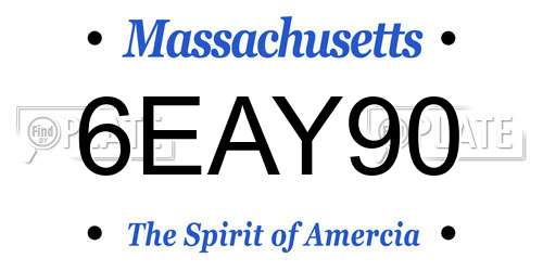 6EAY90 Massachusetts License Plate
