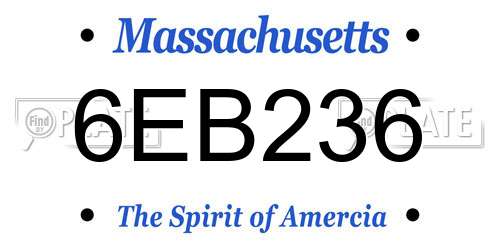 6EB236 Massachusetts License Plate