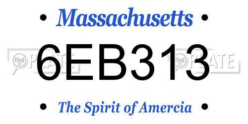 6EB313 Massachusetts License Plate