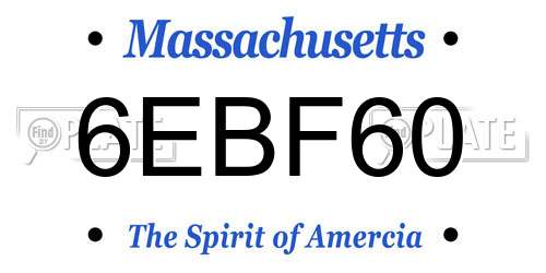6EBF60 Massachusetts License Plate