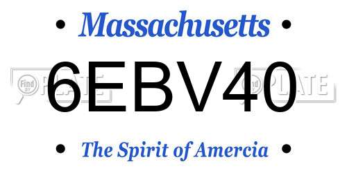 6EBV40 Massachusetts License Plate