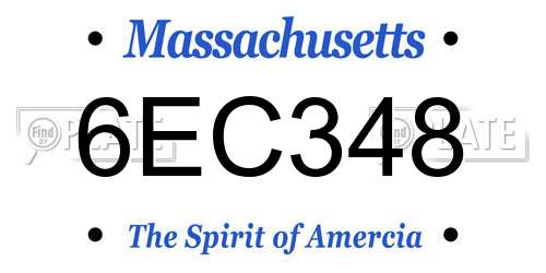 6EC348 Massachusetts License Plate