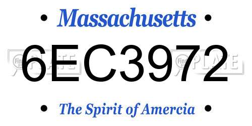 6EC3972 Massachusetts License Plate