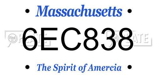 6EC838 Massachusetts License Plate