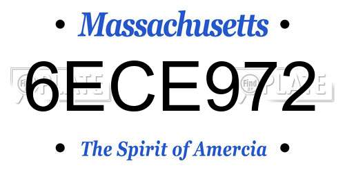 6ECE972 Massachusetts License Plate