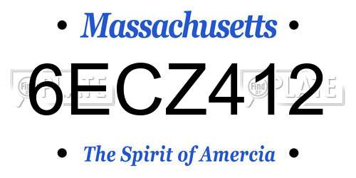 6ECZ412 Massachusetts License Plate