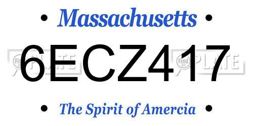 6ECZ417 Massachusetts License Plate