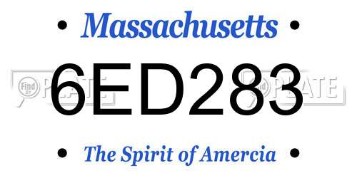 6ED283 Massachusetts License Plate