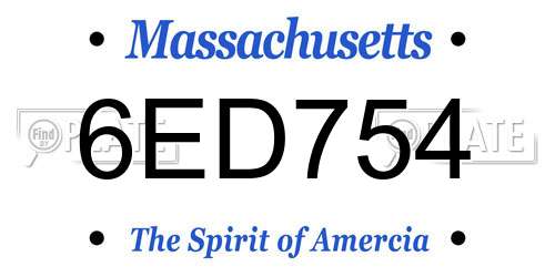 6ED754 Massachusetts License Plate