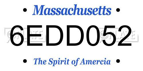 6EDD052 Massachusetts License Plate