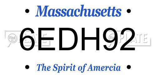 6EDH92 Massachusetts License Plate