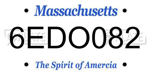 6EDO082 Massachusetts License Plate
