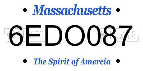 6EDO087 Massachusetts License Plate