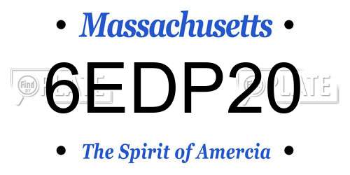 6EDP20 Massachusetts License Plate
