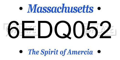 6EDQ052 Massachusetts License Plate
