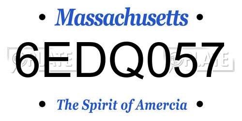 6EDQ057 Massachusetts License Plate