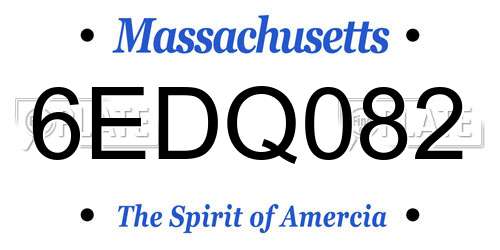 6EDQ082 Massachusetts License Plate