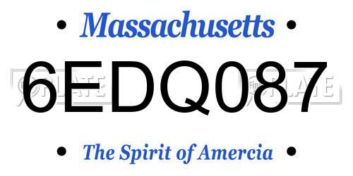 6EDQ087 Massachusetts License Plate