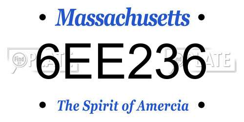 6EE236 Massachusetts License Plate