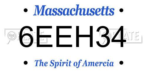 6EEH34 Massachusetts License Plate